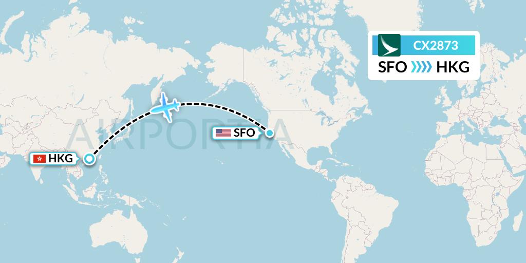 CX2873 Cathay Pacific Flight Map: San Francisco to Hong Kong