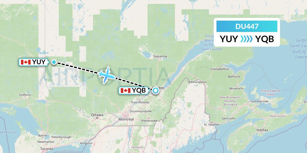 DU447 Sky Jet M.g. Inc Flight Map: Rouyn to Quebec