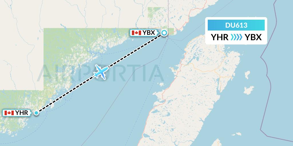 DU613 Sky Jet M.g. Inc Flight Map: Chevery to Blanc-Sablon