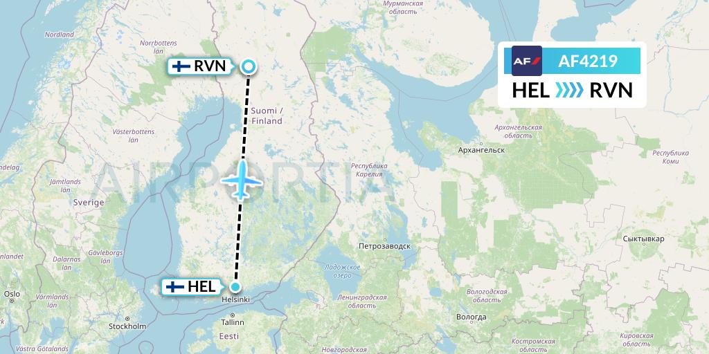 AF4219 Air France Flight Map: Helsinki to Rovaniemi