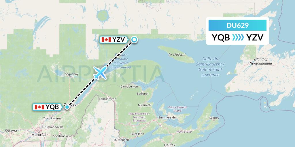 DU629 Sky Jet M.g. Inc Flight Map: Quebec to Sept-Iles