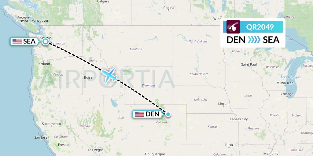 QR2049 Qatar Airways Flight Map: Denver to Seattle