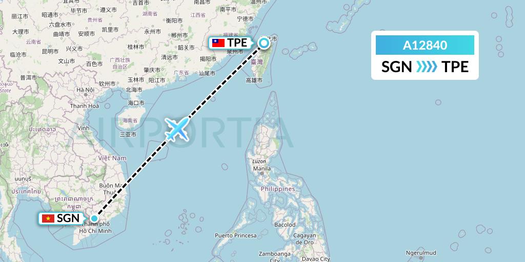 A12840 A.p.g. Distribution Systems Flight Map: Ho Chi Minh City to Taipei