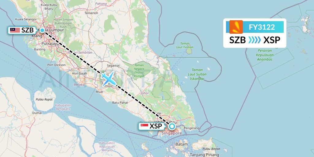 FY3122 Firefly Flight Map: Kuala Lumpur to Seletar