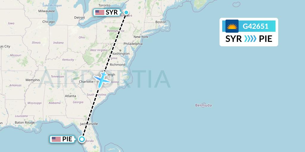 G42651 Allegiant Air Flight Map: Syracuse to St. Petersburg