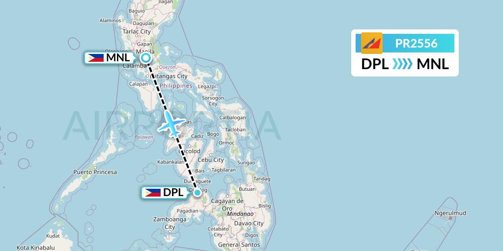 PR2556 Philippine Airlines Flight Map: Dipolog to Manila