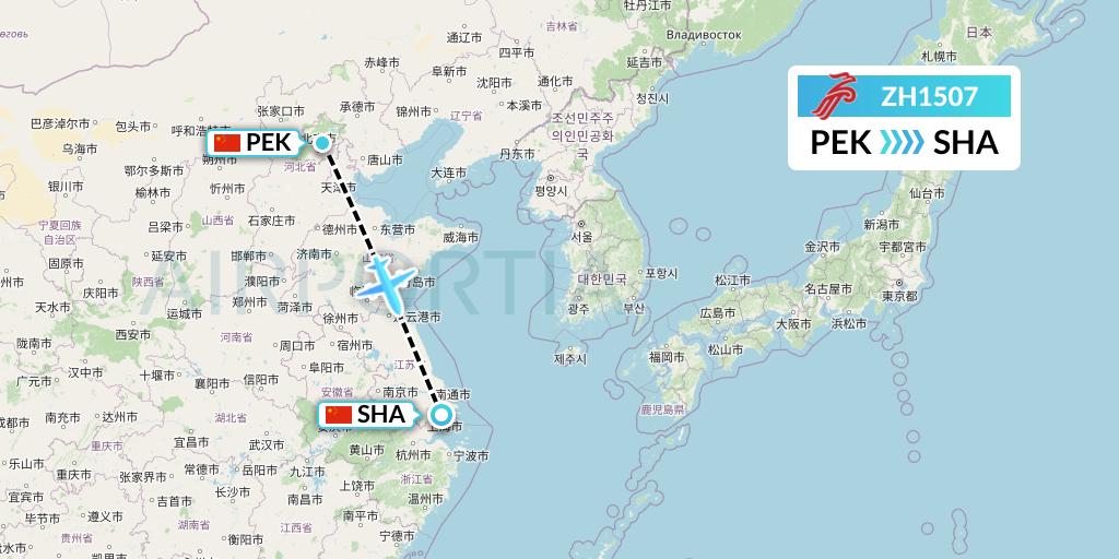 ZH1507 Shenzhen Airlines Flight Map: Beijing to Shanghai
