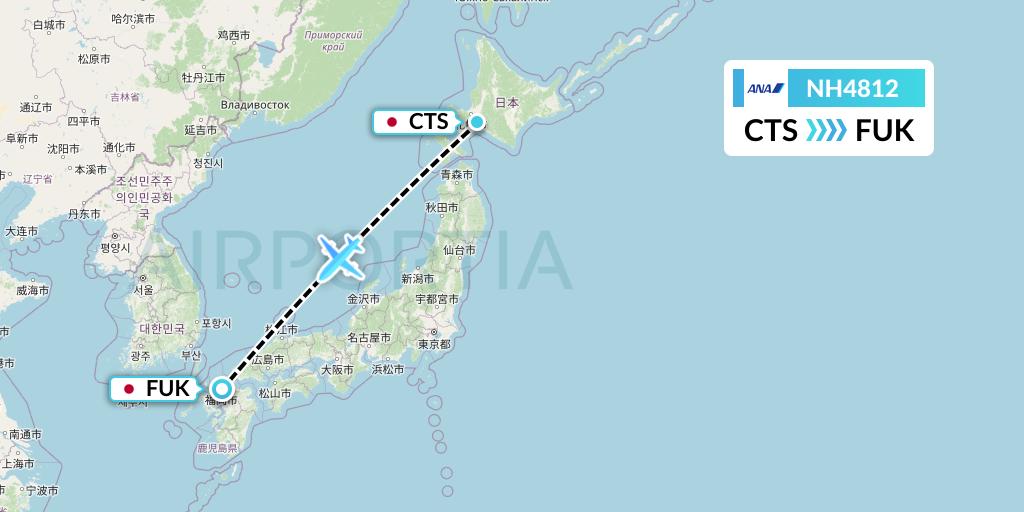 NH4812 All Nippon Airways Flight Map: Sapporo to Fukuoka