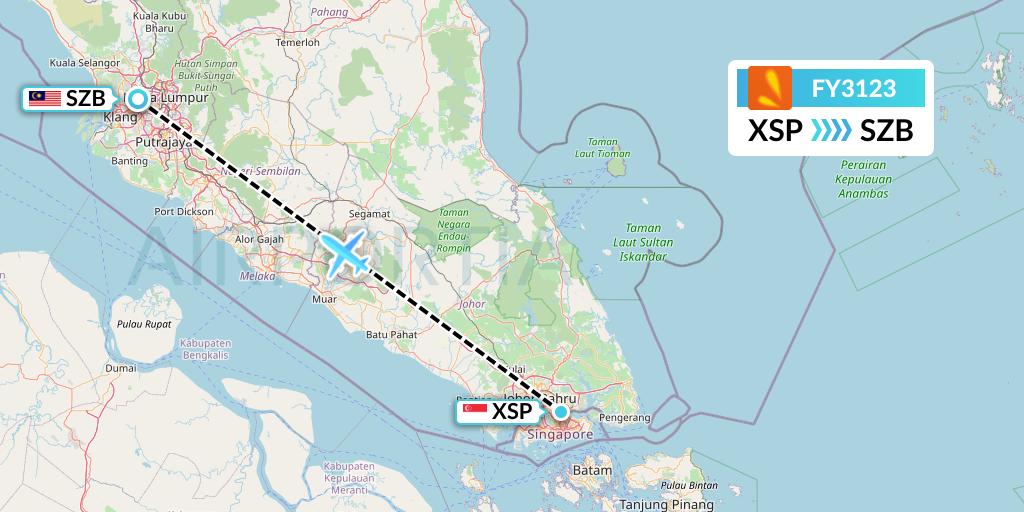 FY3123 Firefly Flight Map: Seletar to Kuala Lumpur
