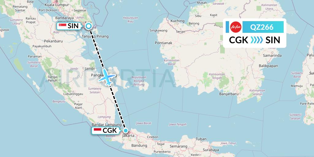 QZ266 Indonesia AirAsia Flight Map: Jakarta to Singapore