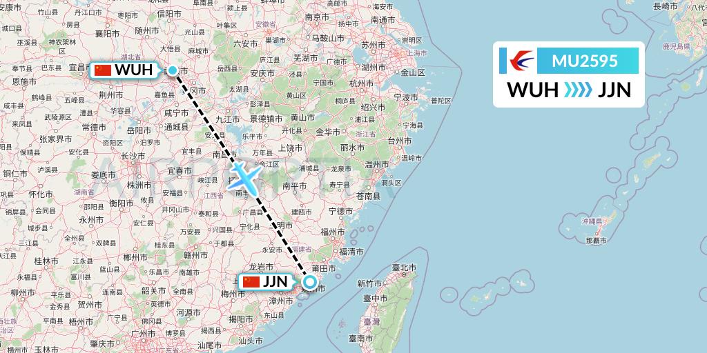 MU2595 China Eastern Airlines Flight Map: Wuhan to Jinjiang