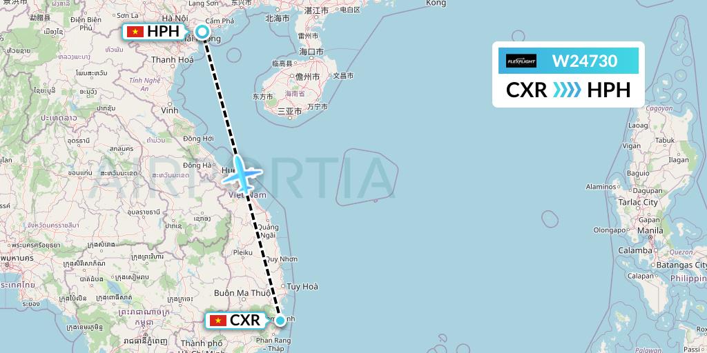 W24730 Flex Flight Flight Map: Nha Trang to Haiphong