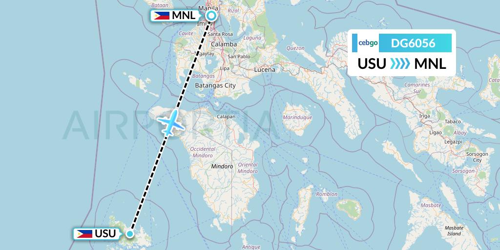 DG6056 Cebgo Flight Map: Busuanga to Manila