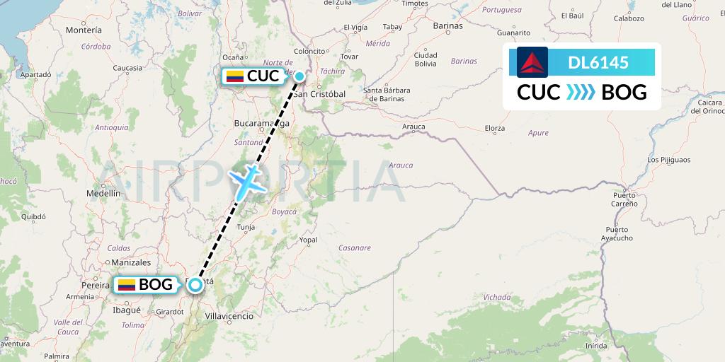 DL6145 Delta Air Lines Flight Map: Cucuta to Bogota