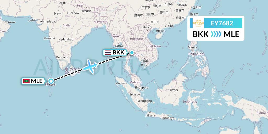 EY7682 Etihad Airways Flight Map: Bangkok to Male