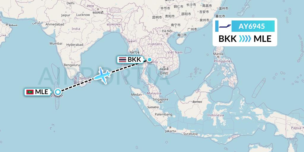 AY6945 Finnair Flight Map: Bangkok to Male