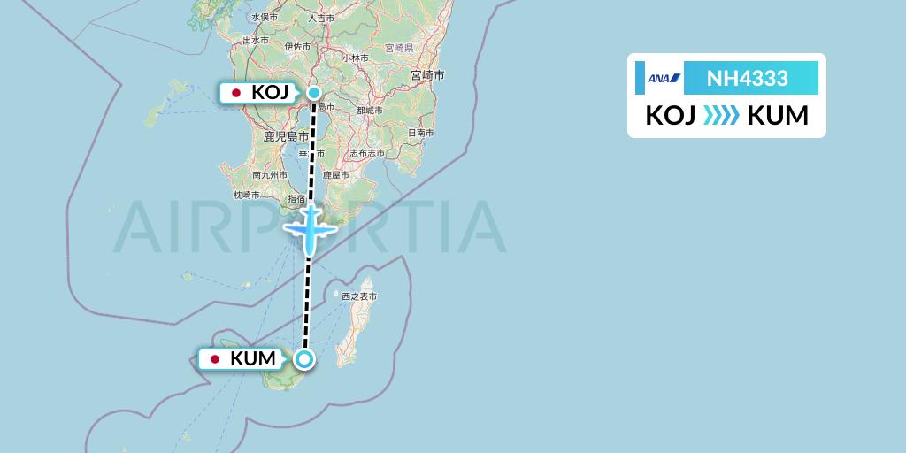 NH4333 All Nippon Airways Flight Map: Kagoshima to Yakushima