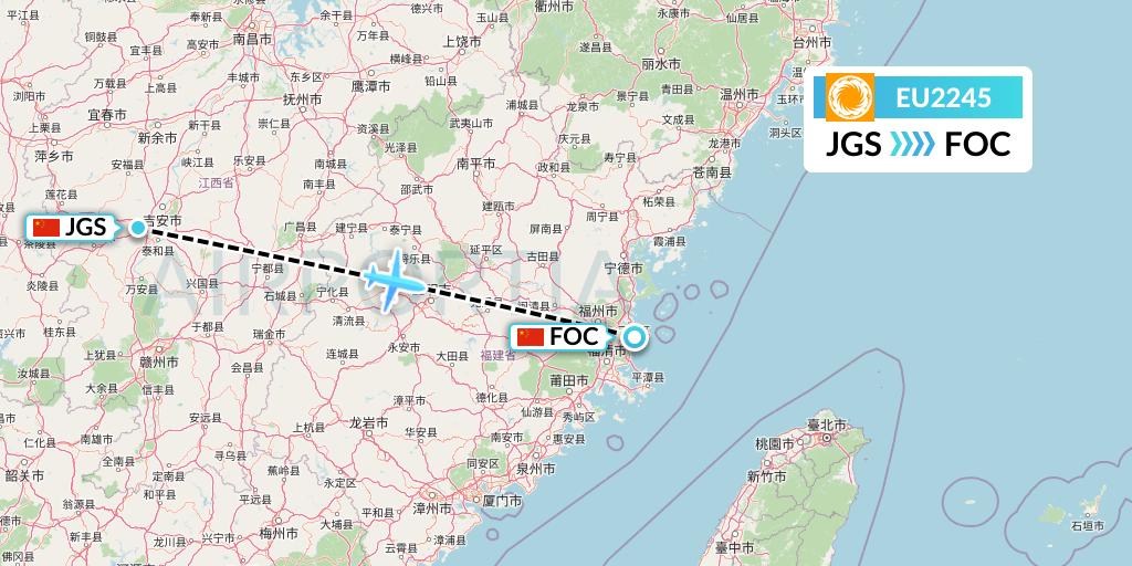 EU2245 Chengdu Airlines Flight Map: Ji'an to Fuzhou