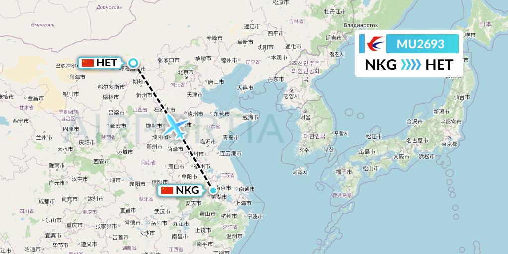 MU2693 China Eastern Airlines Flight Map: Nanjing to Hohhot