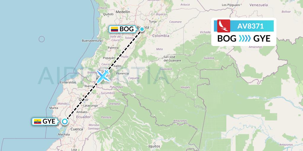 AV8371 Avianca Flight Map: Bogota to Guayaquil