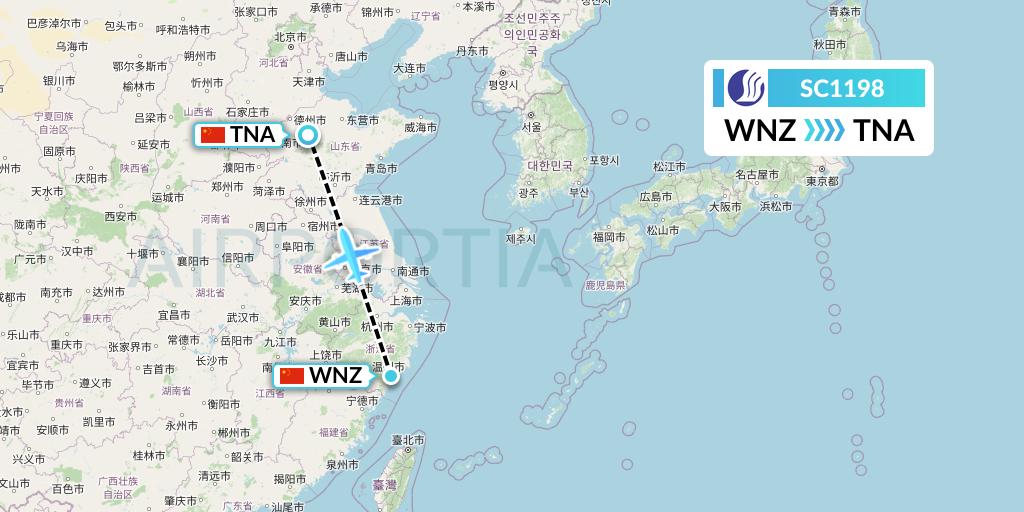 SC1198 Shandong Airlines Flight Map: Wenzhou to Jinan