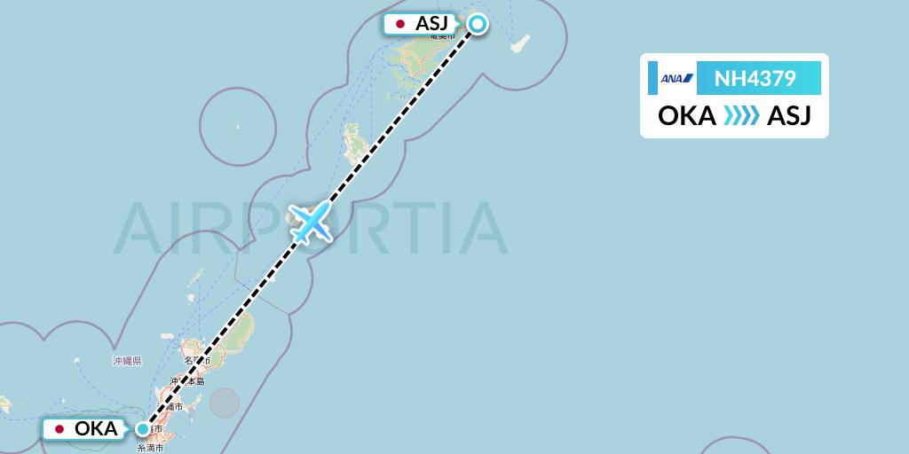 NH4379 All Nippon Airways Flight Map: Naha to Amami