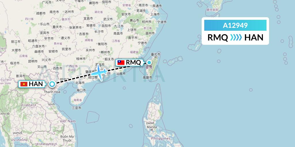A12949 A.p.g. Distribution Systems Flight Map: Taichung to Hanoi