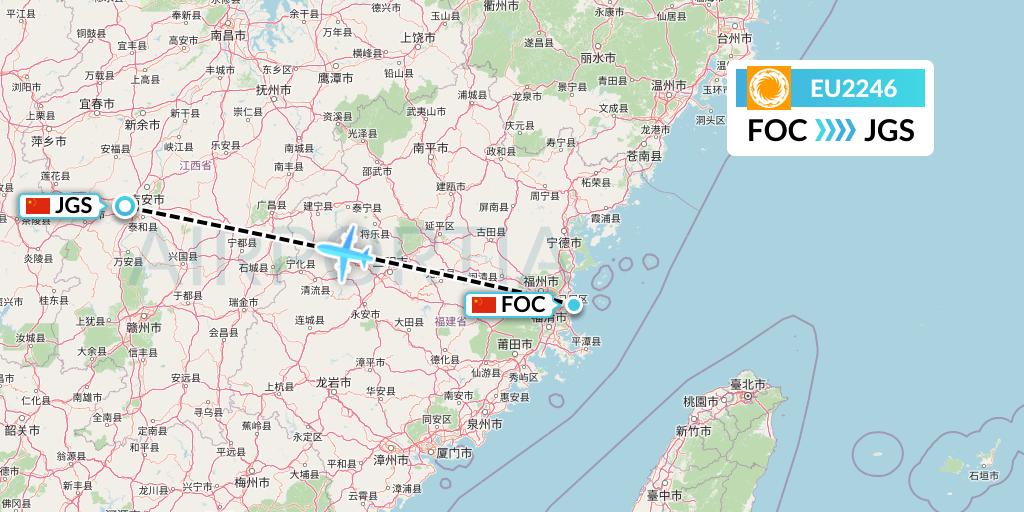 EU2246 Chengdu Airlines Flight Map: Fuzhou to Ji'an