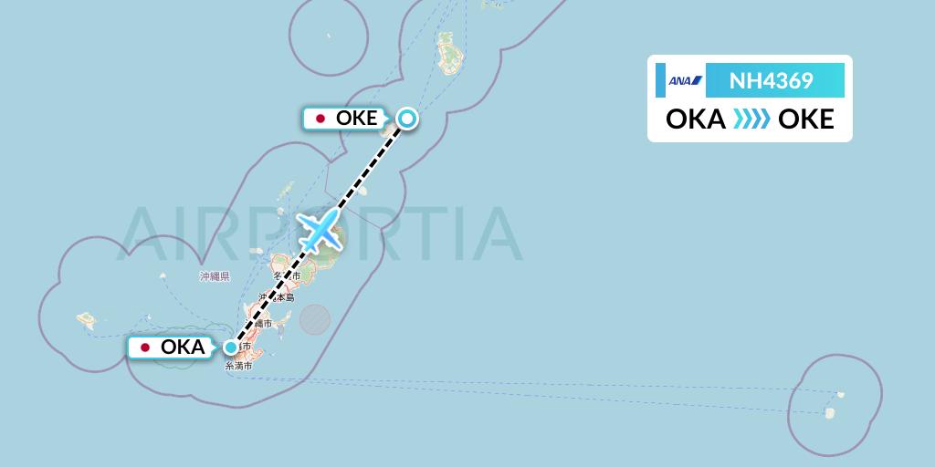 NH4369 All Nippon Airways Flight Map: Naha to Japan