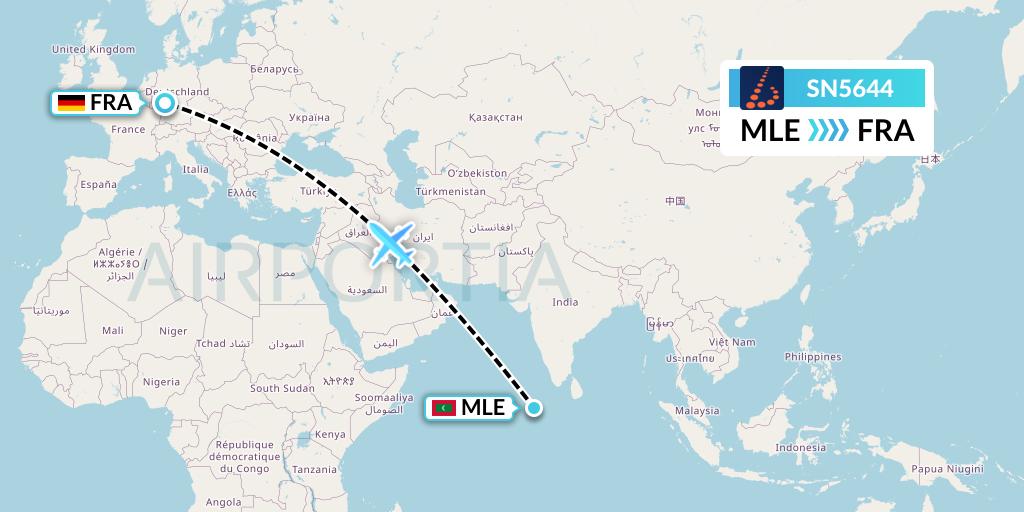 SN5644 Brussels Airlines Flight Map: Male to Frankfurt