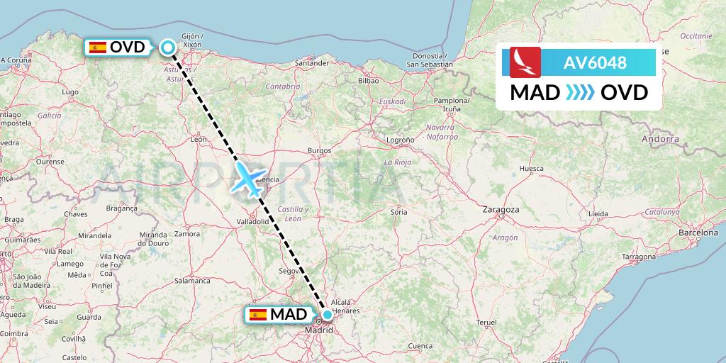 AV6048 Avianca Flight Map: Madrid to Asturias