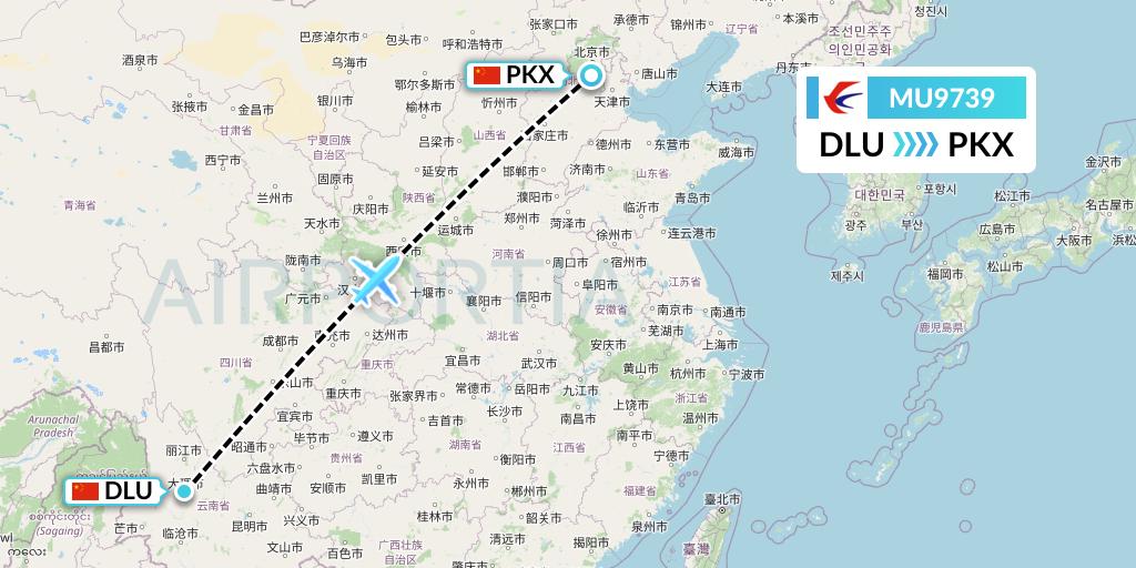 MU9739 China Eastern Airlines Flight Map: Dali to Beijing