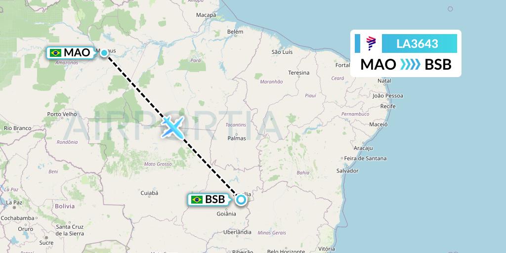 LA3643 Flight Status LAN Airlines Manaus to Brasilia (LAN3643)