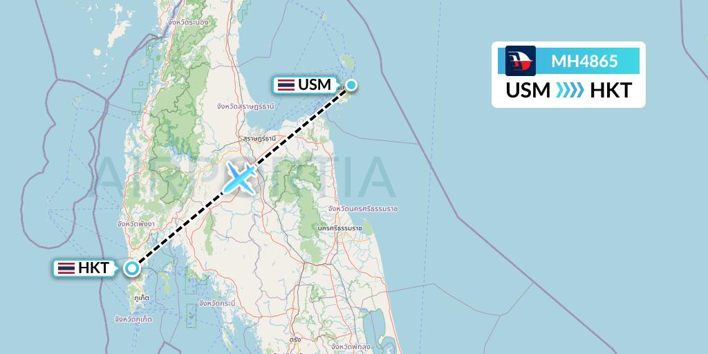 MH4865 Malaysia Airlines Flight Map: Koh Samui to Phuket