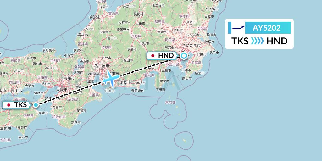 AY5202 Finnair Flight Map: Tokushima to Tokyo