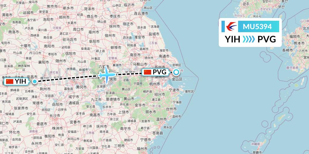 MU5394 China Eastern Airlines Flight Map: Yichang to Shanghai