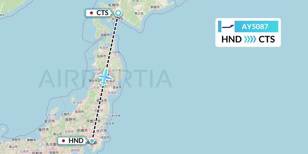 AY5087 Finnair Flight Map: Tokyo to Sapporo