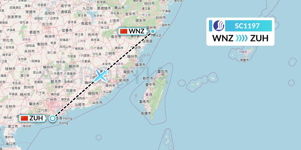 SC1197 Shandong Airlines Flight Map: Wenzhou to Zhuhai