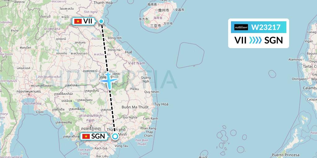 W23217 Flex Flight Flight Map: Vinh to Ho Chi Minh City