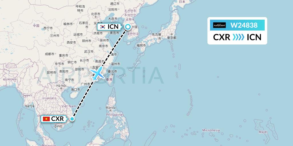 W24838 Flex Flight Flight Map: Nha Trang to Seoul