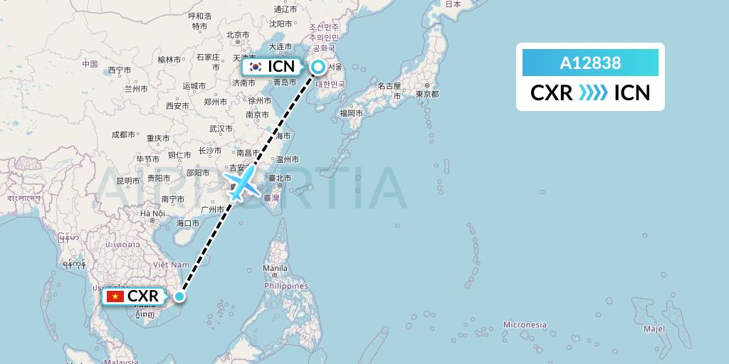 A12838 A.p.g. Distribution Systems Flight Map: Nha Trang to Seoul