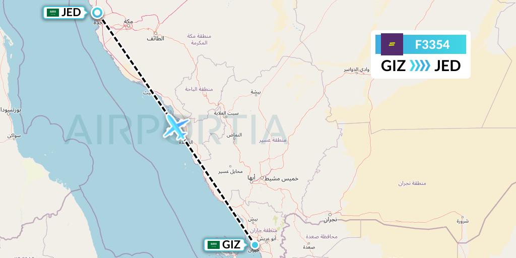 F3354 flydeal Flight Map: Jizan to Jeddah