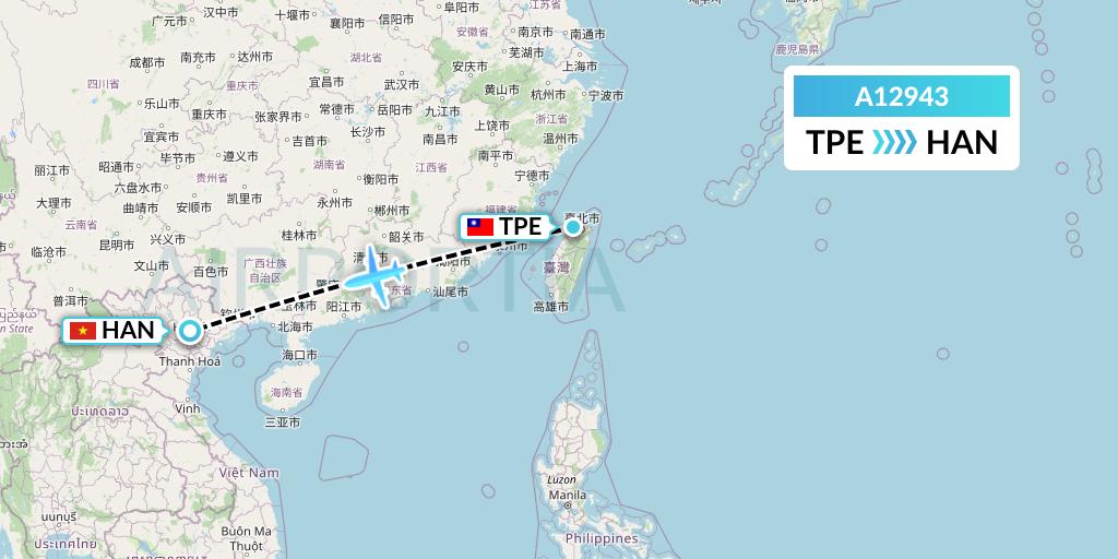 A12943 A.p.g. Distribution Systems Flight Map: Taipei to Hanoi