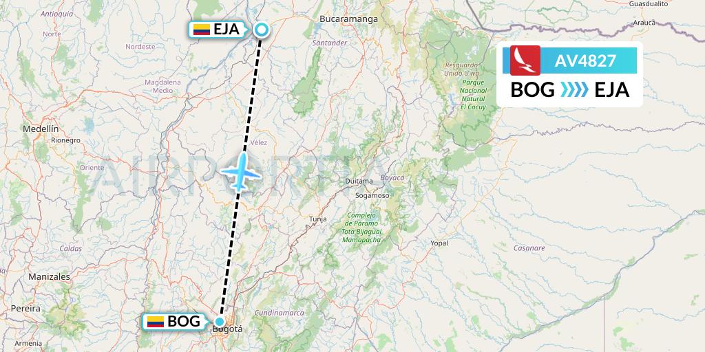 AV4827 Avianca Flight Map: Bogota to Barrancabermeja