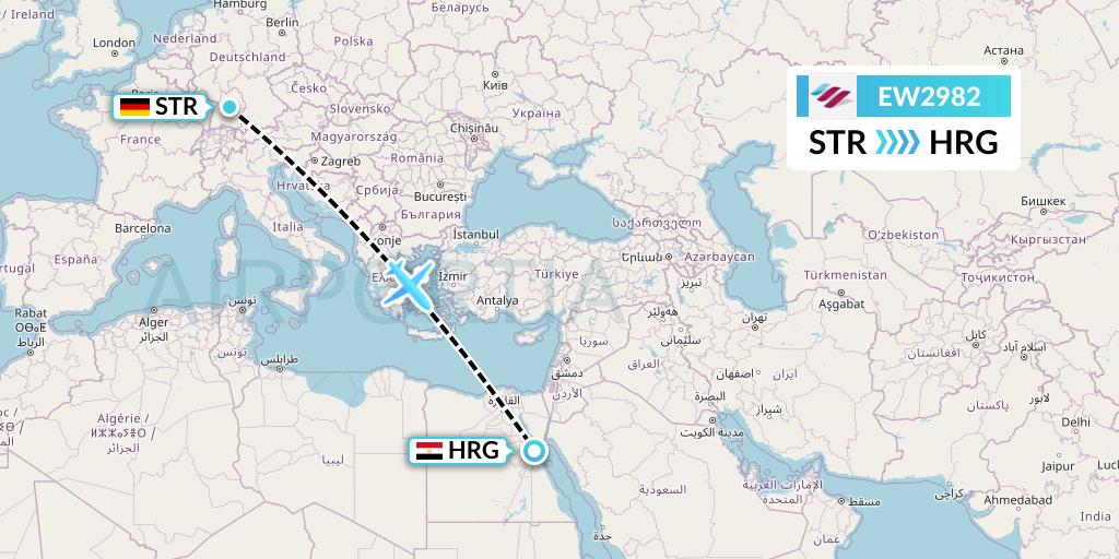 EW2982 Eurowings Flight Map: Stuttgart to Hurghada