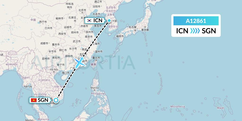 A12861 A.p.g. Distribution Systems Flight Map: Seoul to Ho Chi Minh City