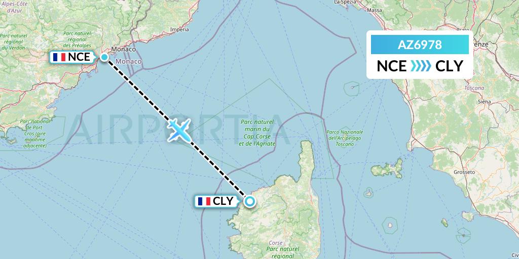 AZ6978 ITA Airways Flight Map: Nice to Calvi