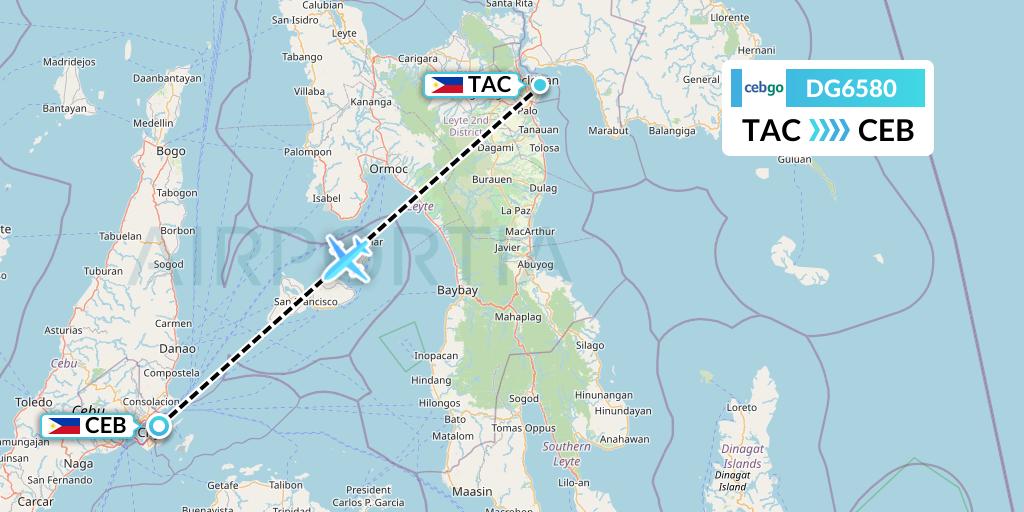 DG6580 Cebgo Flight Map: Tacloban to Cebu