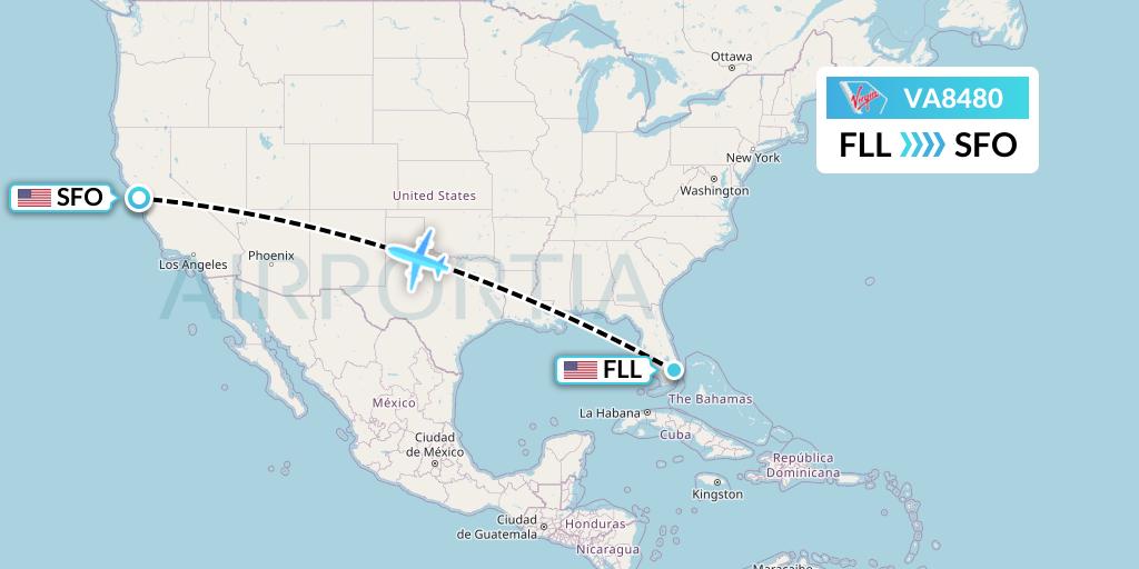 VA8480 Virgin Australia Flight Map: Fort Lauderdale to San Francisco