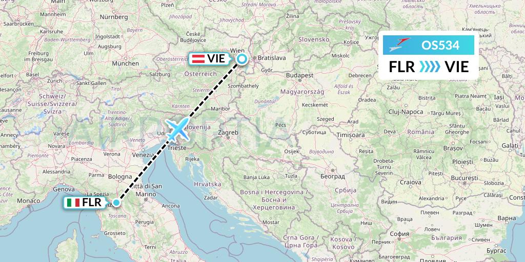 OS534 Austrian Airlines Flight Map: Florence to Vienna